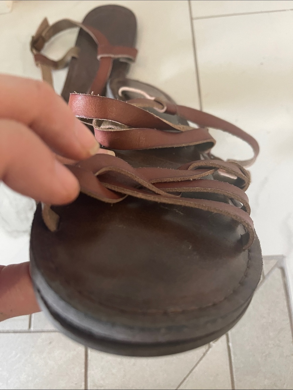 Time and Tru Brown Strappy Flat Sandals - Picture 5 of 5